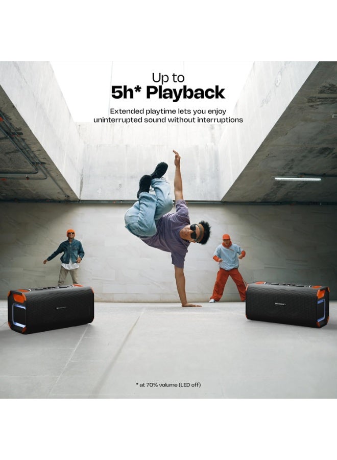 زيبونيكس Zebronics Party Speaker, 150W, AURACAST Technology, Upto 5 Hours Playtime, 4 Drivers, BT v5.4, Wireless Mic, Mic & Guitar in, RGB, Mobile Holder, Splash Proof, AUX, USB, App Support (Prima Pro) - Image 3